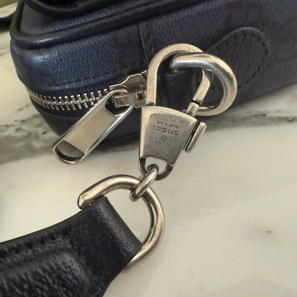 GUCCI GG MINI‎ SHOULDER BAG GG SUPREME/SILVER HARDWARE 746308, Blue Canvas